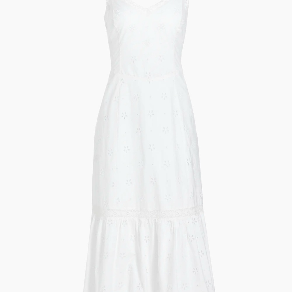 Paige Pallas Eyelet Embroidered mid dress white